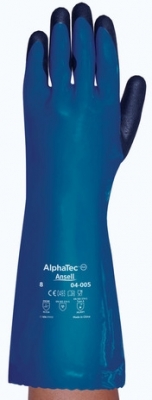 Manusi de protectie Alphatech Ansell, impotriva riscurilor chimice, albastru